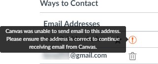 exclamation point in circle indicating the email is on the suppression list