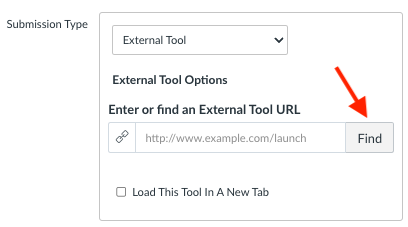 External tool option selected with arrow pointing to find the third-party tool