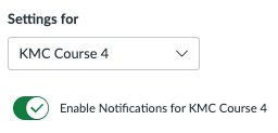 Dropdown menu for an example course