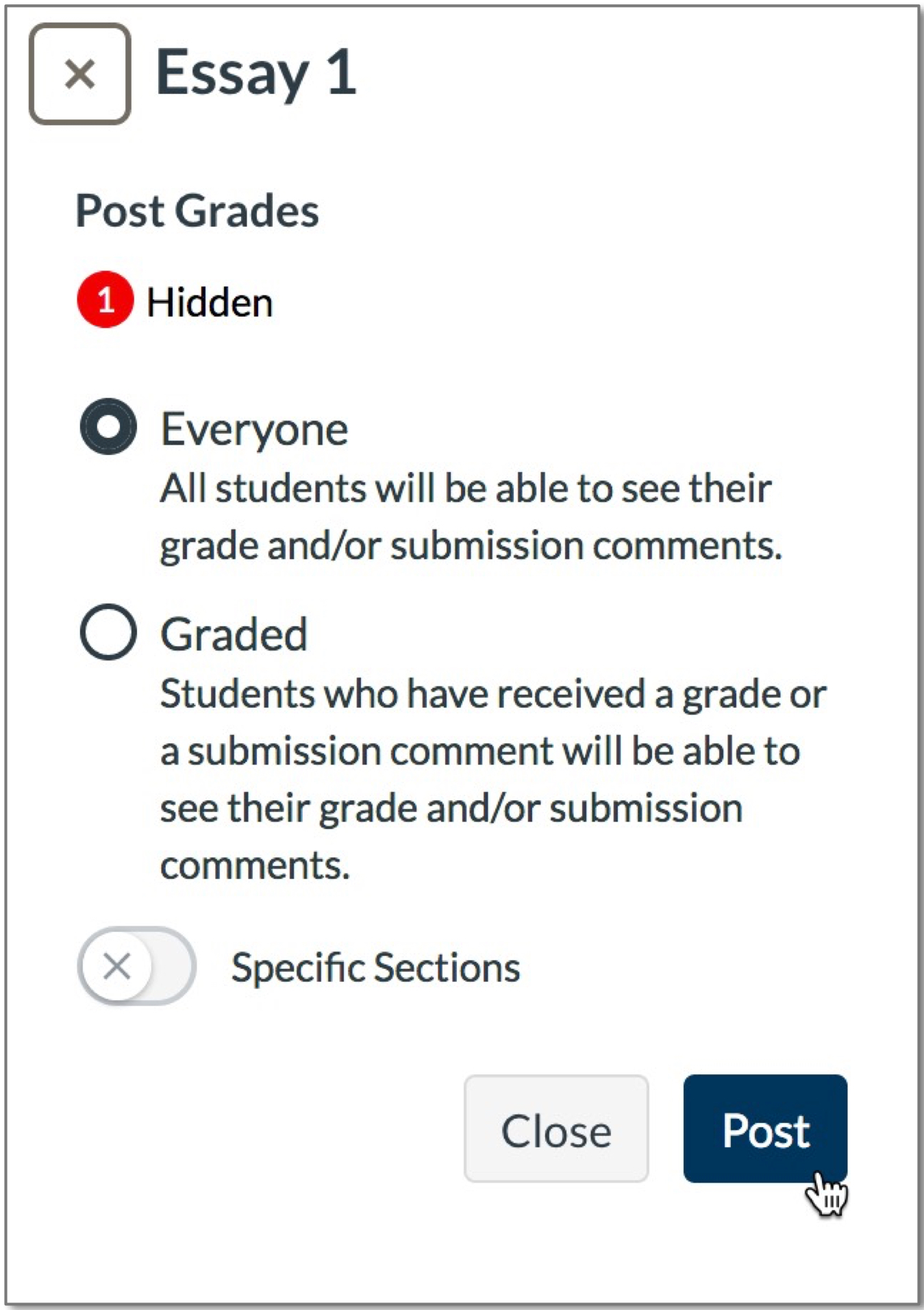 Option to choose to post grades to Everyone or only those graded