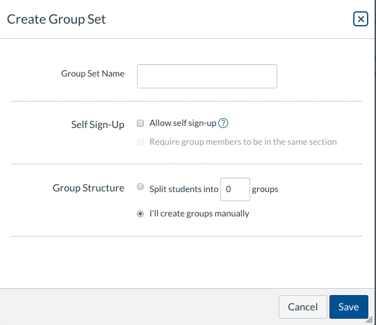 Group Set settings