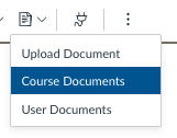 File icon then Course Documents selected