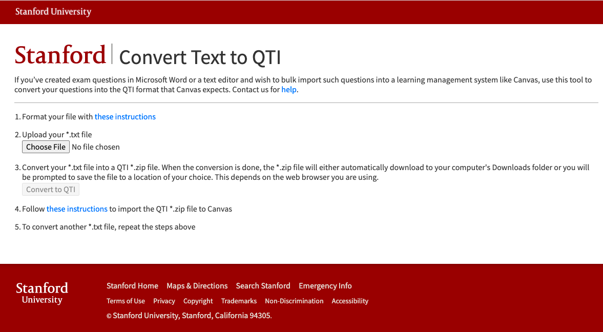 Covert Text to QTI interface for user to upload file to convert