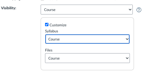 course settings with syllabus visibilty set to Course