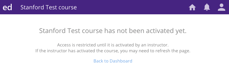 Message that the Ed course is not activated