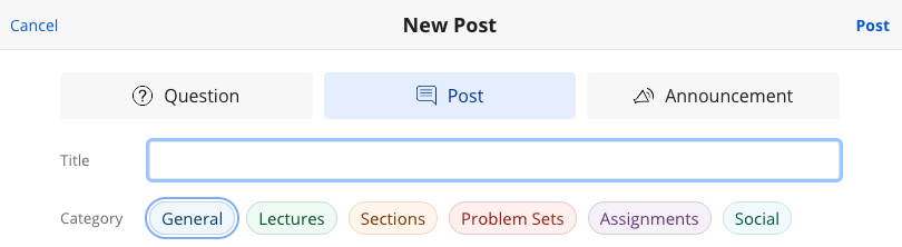 Options when creating new post