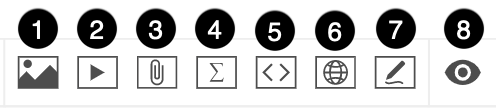 text editor tools with numbers above each tool