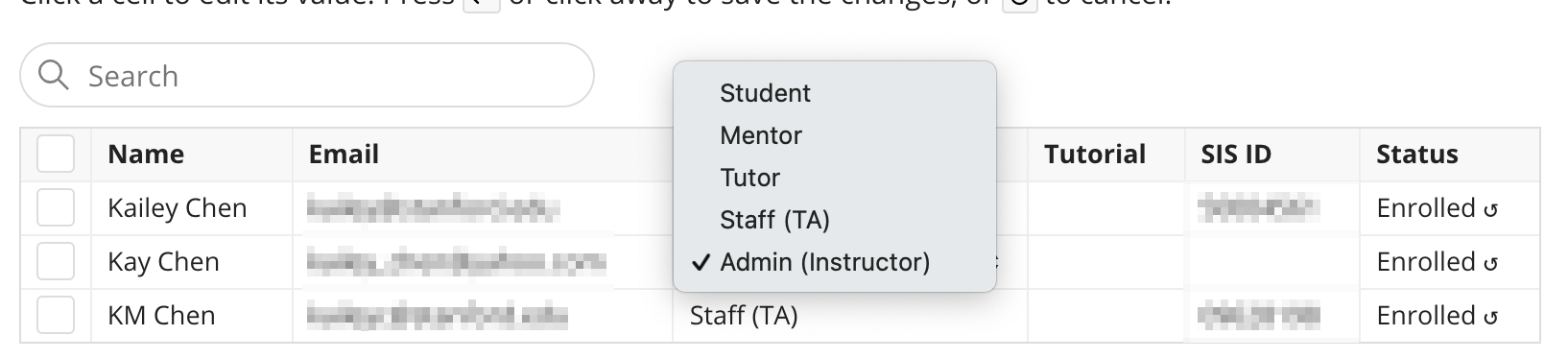 Option to change a user's role