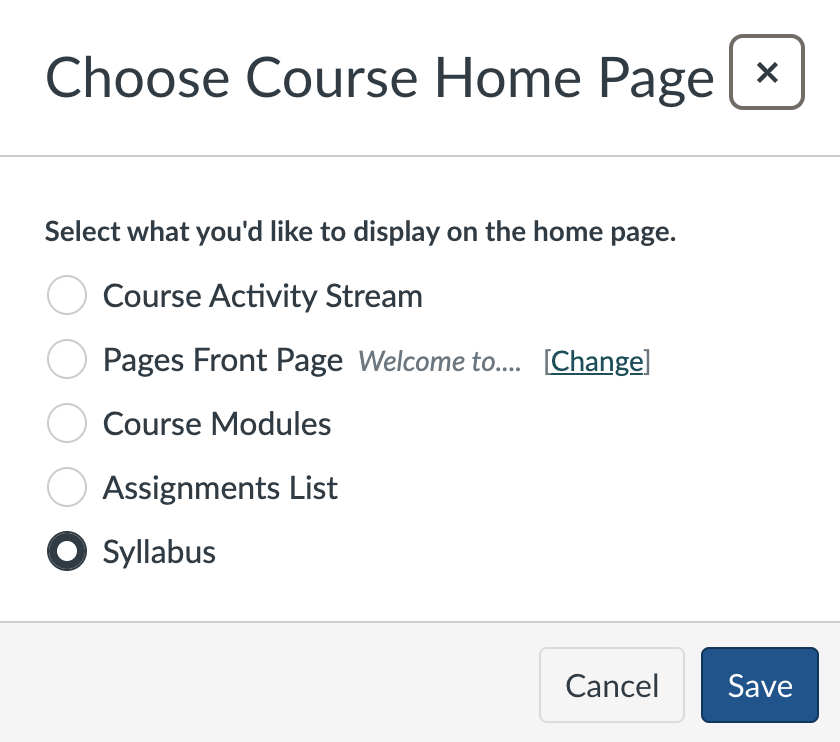 Choose Home Page Options